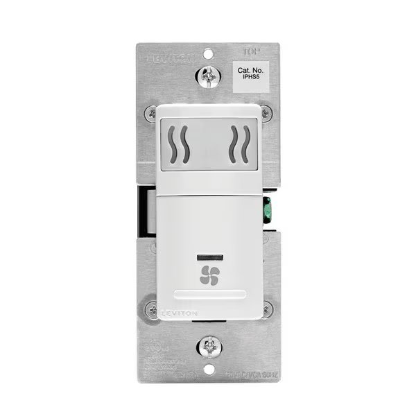 Humidty Sensor/Fan Cntrl, Leviton, Mfr#: R02-IPHS5-0LW